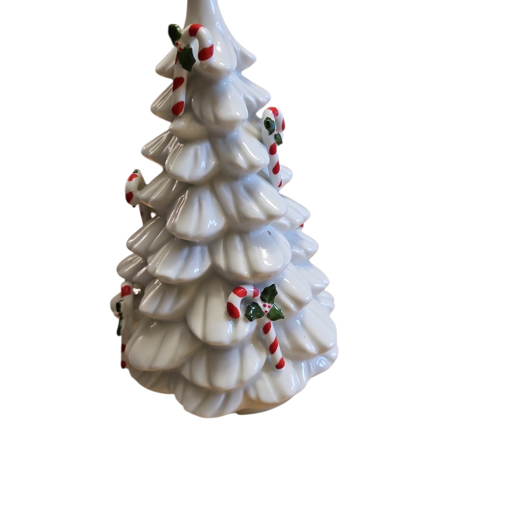 Vintage Avon Musical Christmas Tree Rotating 8 Inch Ceramic Holiday Decor